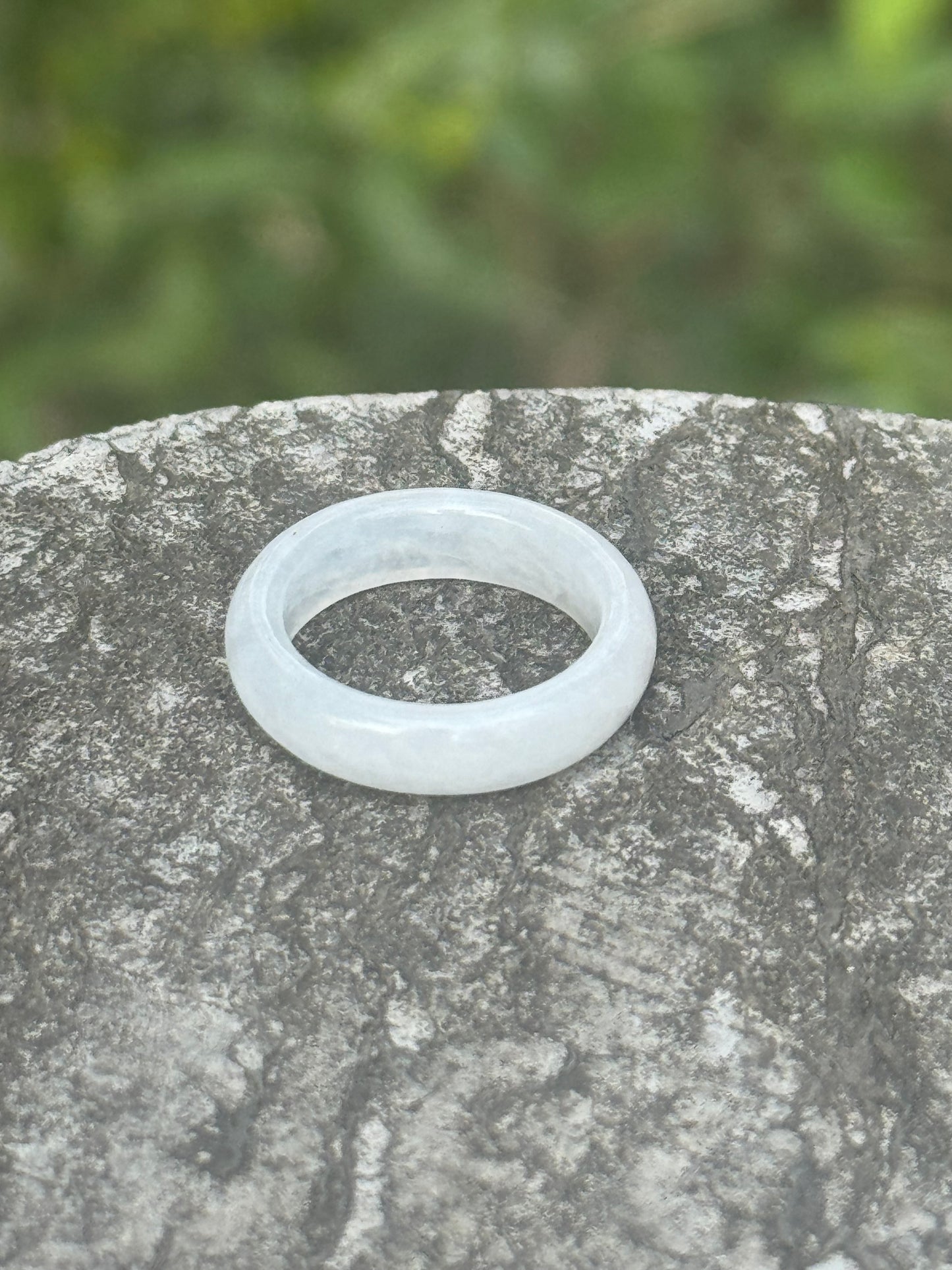 Icy White Burmese Jadeite Ring