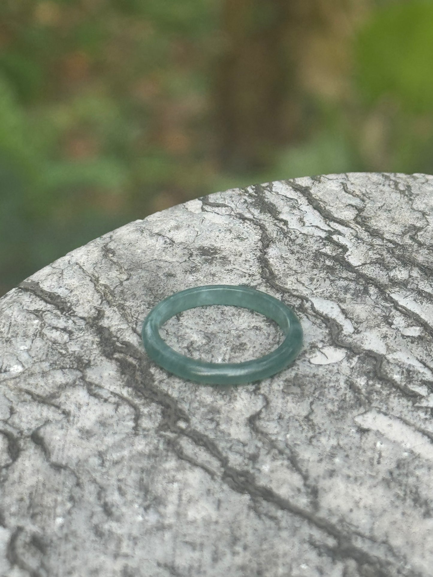 Dainty Icy Guatemalan Blue Jadeite Ring