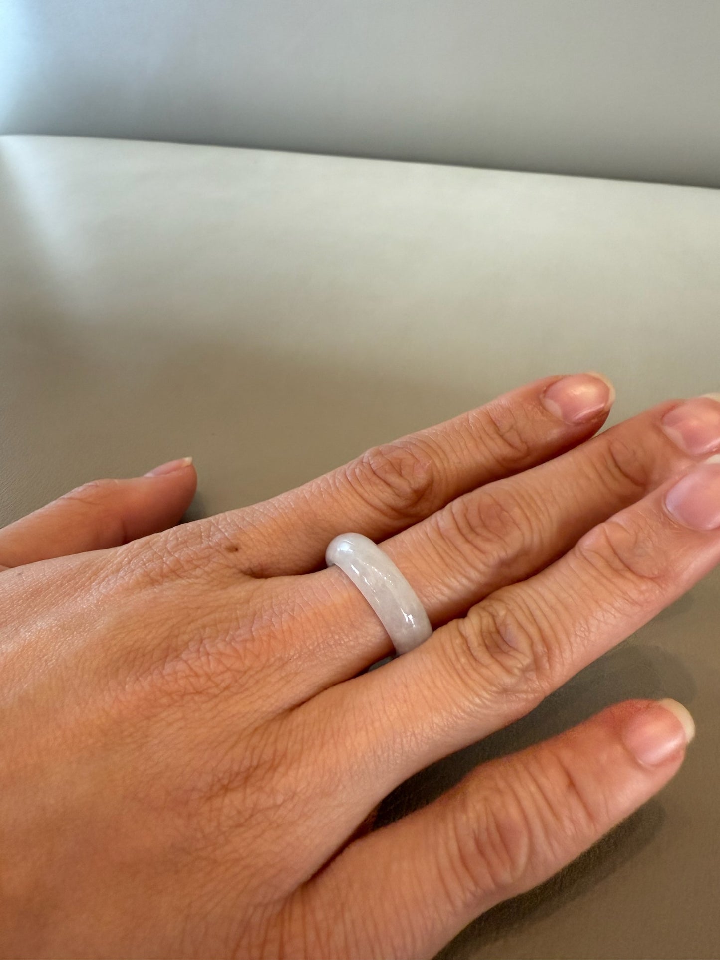 Icy White Burmese Jadeite Ring