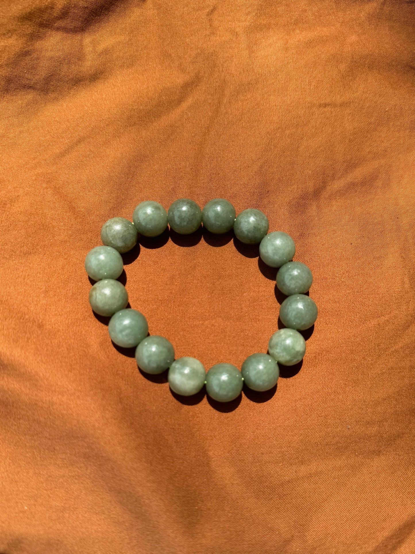 Natural Jadeite Forest Green 13mm Bead Bracelet