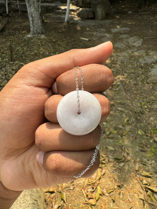 Milky White Jadeite Ping'an Necklace