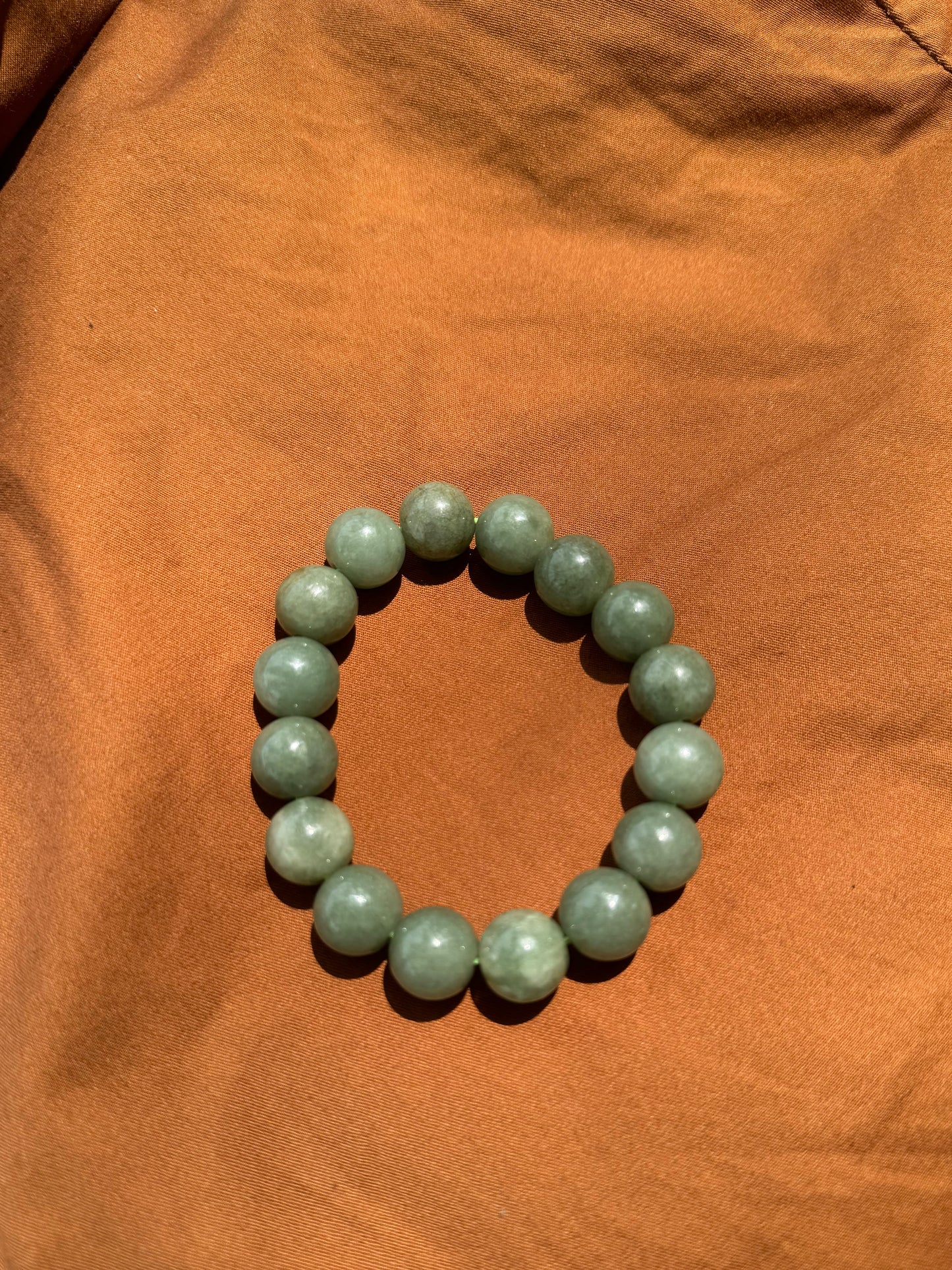 Natural Jadeite Forest Green 13mm Bead Bracelet