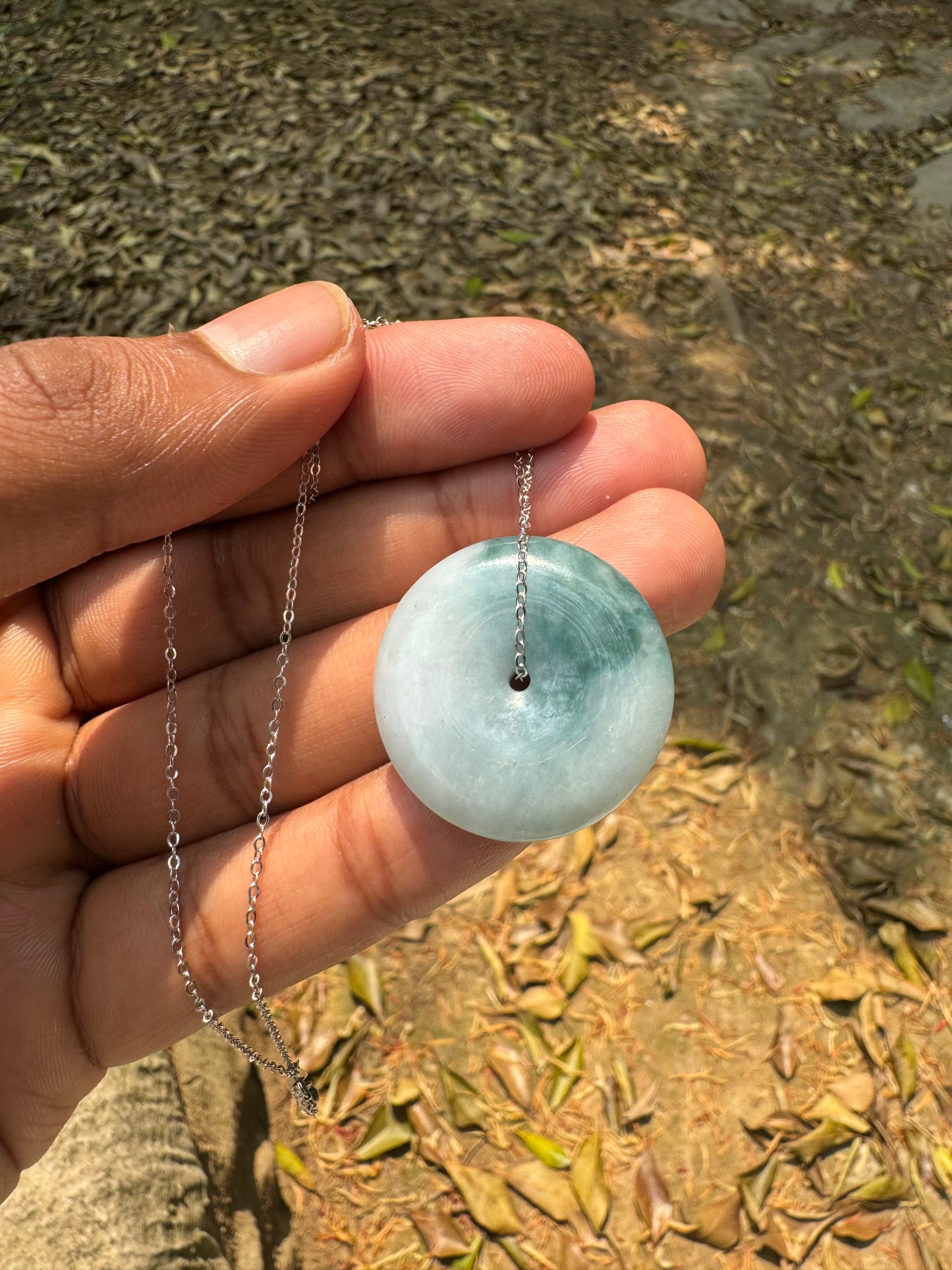 'Ocean' Blue Jadeite Ping'an Necklace