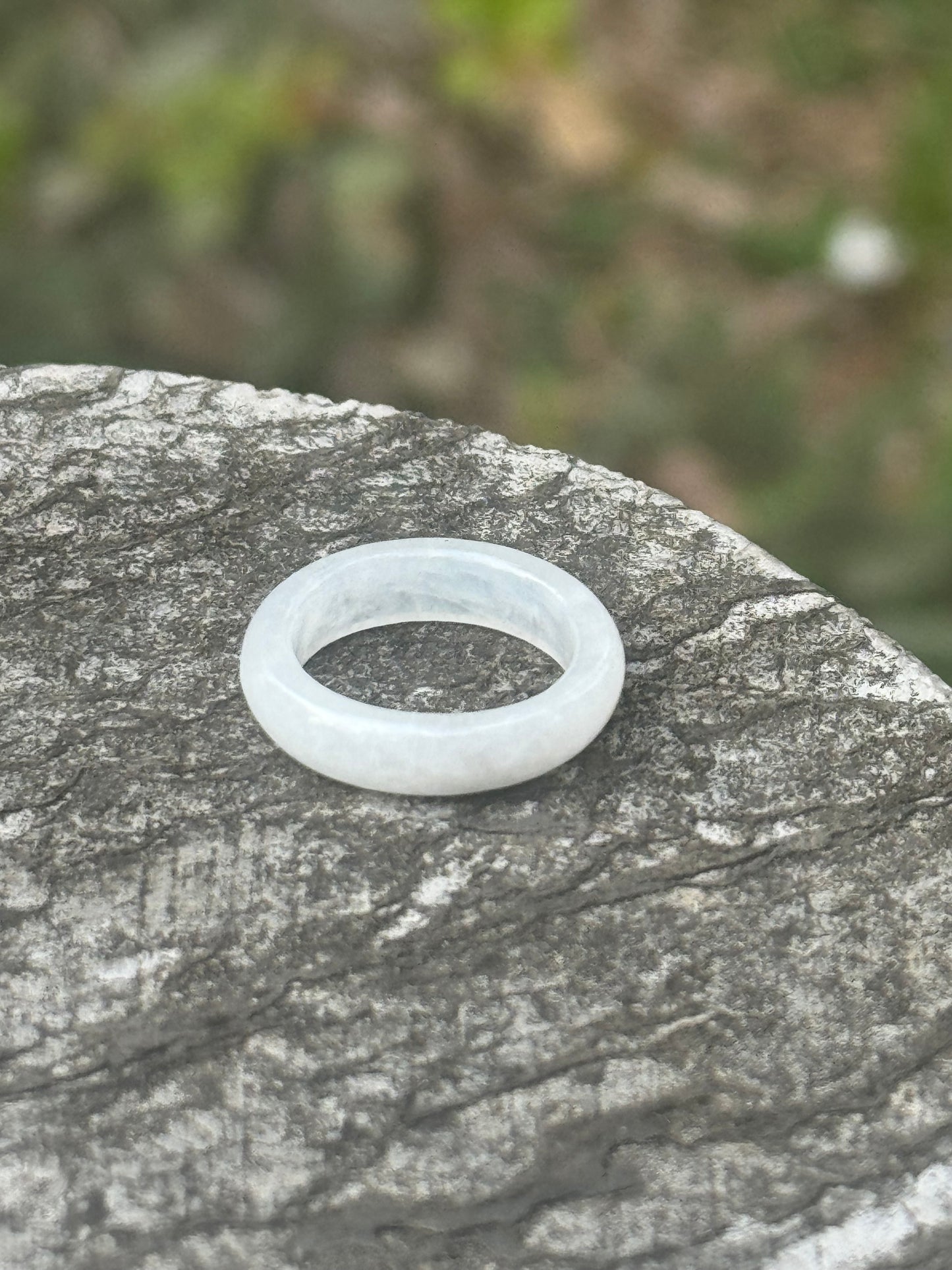 Icy White Burmese Jadeite Ring