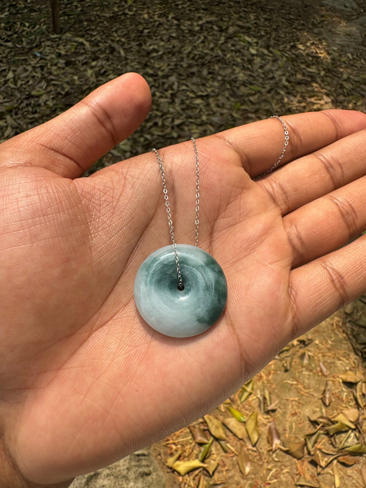 'Ocean' Blue Jadeite Ping'an Necklace
