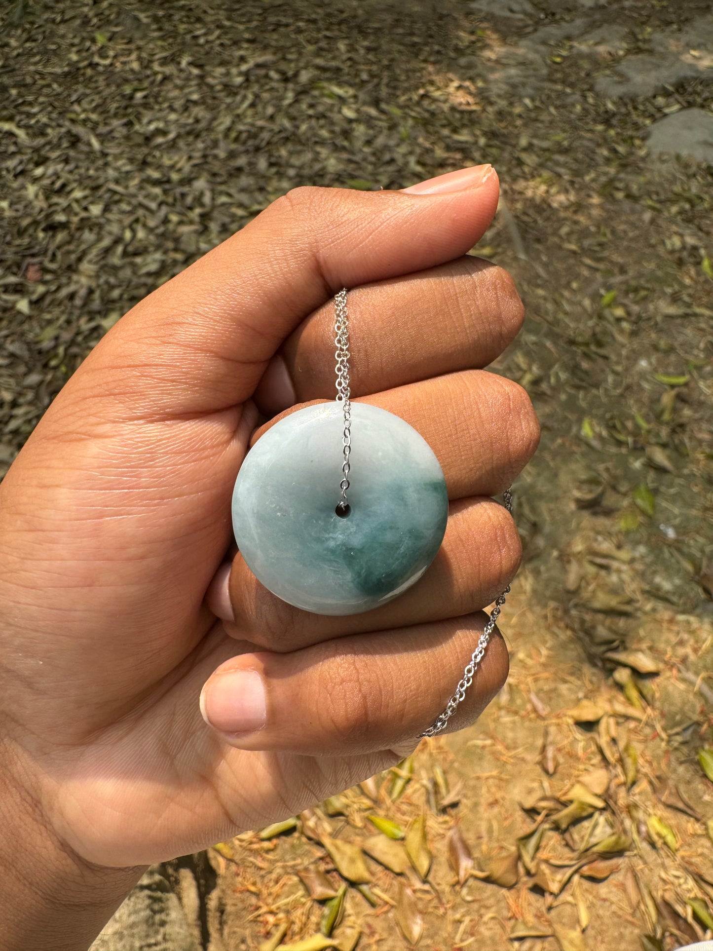 'Ocean' Blue Jadeite Ping'an Necklace