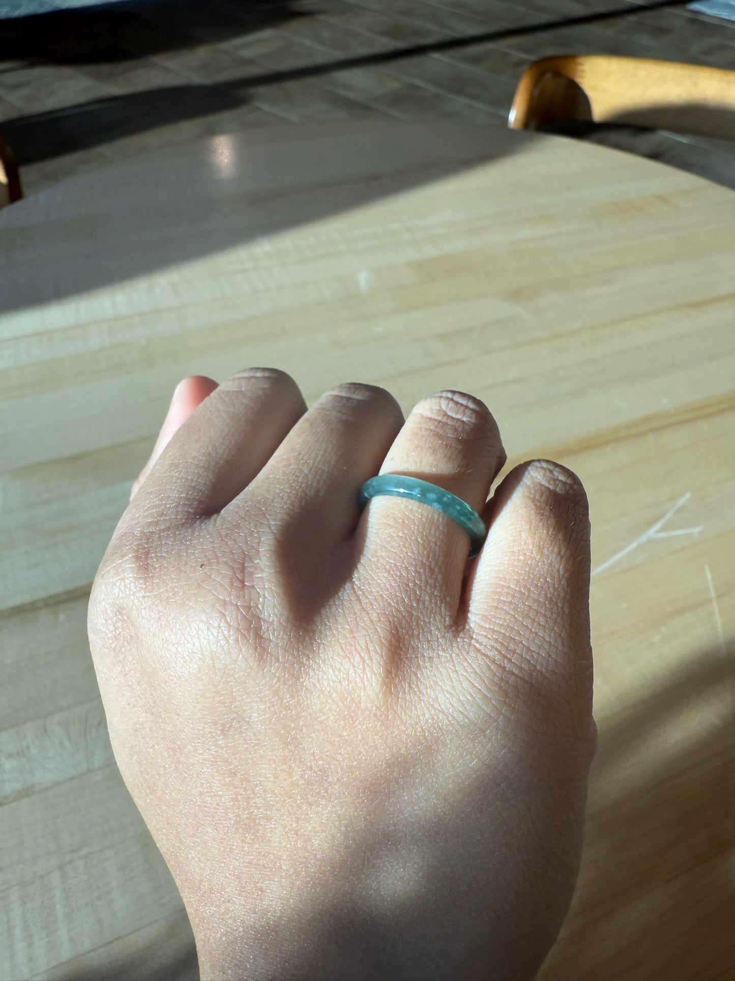 Dainty Icy Guatemalan Blue Jadeite Ring