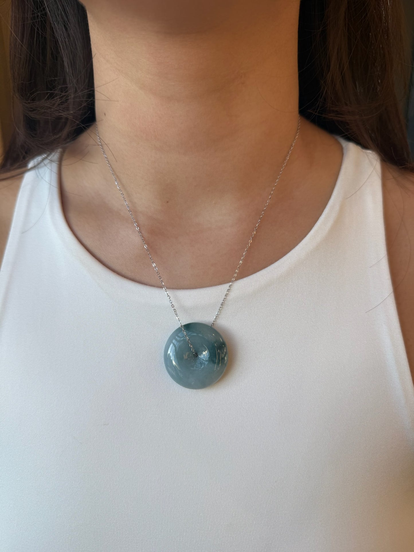 'Ocean' Blue Jadeite Ping'an Necklace