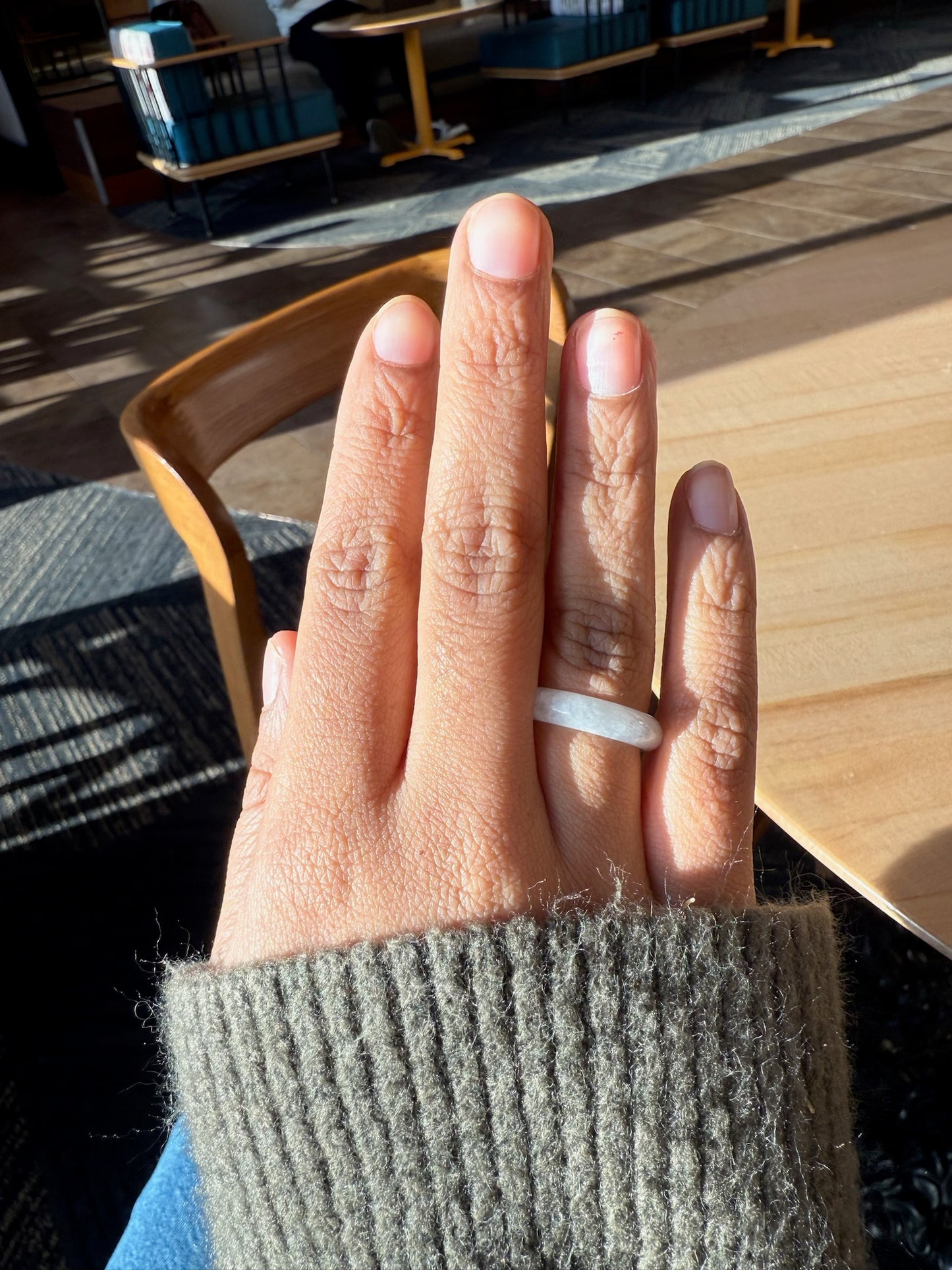 Icy White Burmese Jadeite Ring